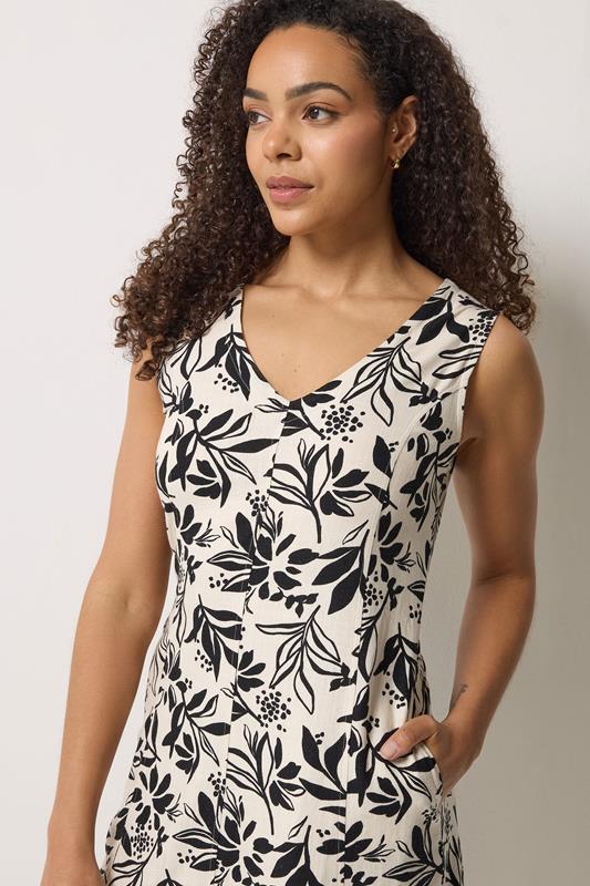 M&Co White Leaf Print Linen Midi Dress | M&Co 5