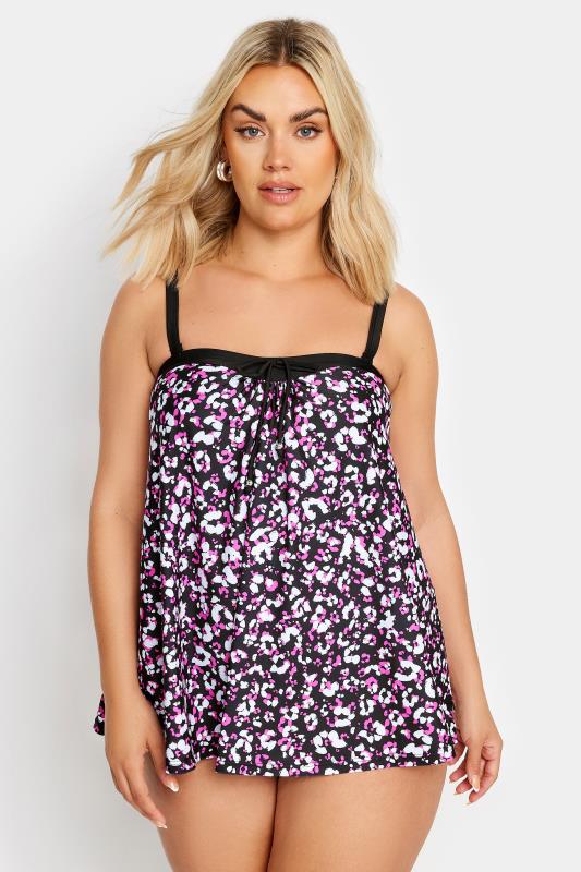 YOURS Plus Size Pink Leopard Print Tankini | Yours Clothing 1