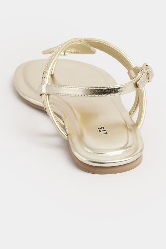 LTS Gold T-Bar Swirl Flat Sandals In Standard Fit | Long Tall Sally 4