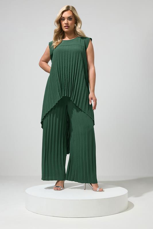  YOURS LONDON Curve Green Pleated Trousers