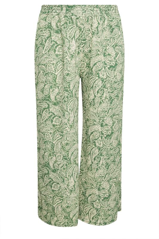 YOURS Plus Size Green Paisley Print Textured Trousers | Yours Clothing 5