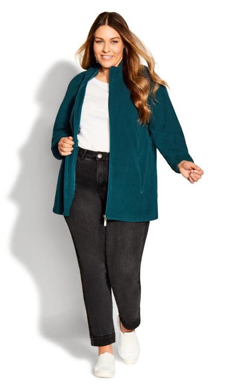 Plus Size  Avenue Emerald Green Polar Fleece Zip Jacket