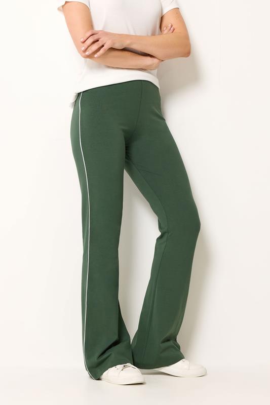  LTS Tall Olijfgroene katoenen flared leggings met zijstreep