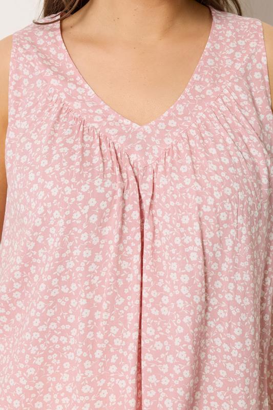 YOURS Plus Size Pink Ditsy Floral Vest Top | Yours Clothing 4