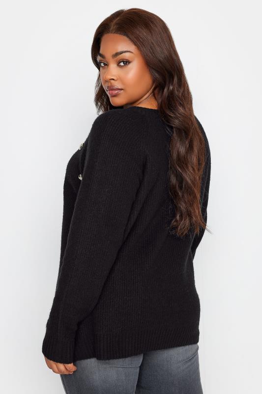 YOURS Plus Size Black Button Detail Knitted Jumper | Yours Clothing 4