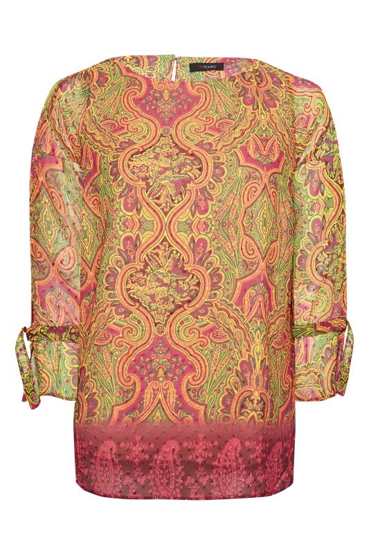 YOURS Plus Size Curve Yellow & Pink Paisley Print Blouse | Yours Clothing  6