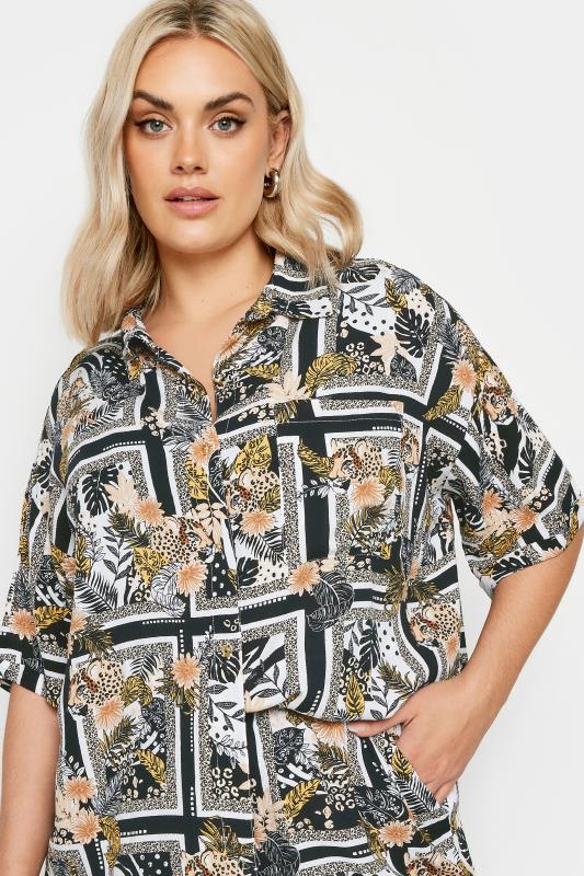 LIMITED COLLECTION Plus Size Black Leopard Print Crinkle Shirt | Yours Clothing 5