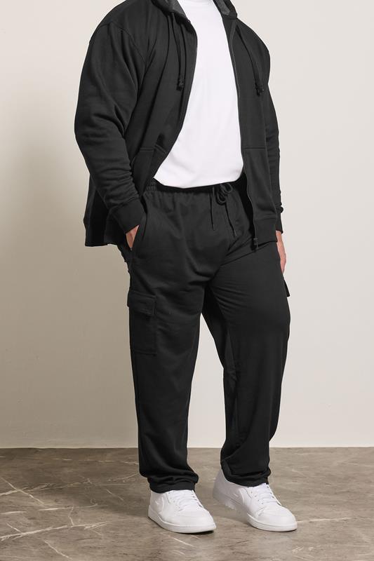 KAM Black Cargo Joggers | BadRhino 1