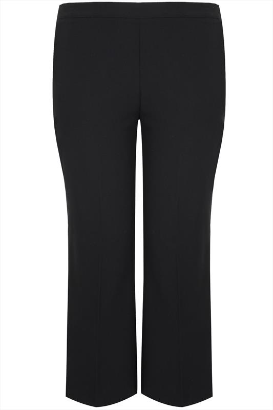 Curve Black Classic Straight Leg Trousers With Elasticated Waistband 3