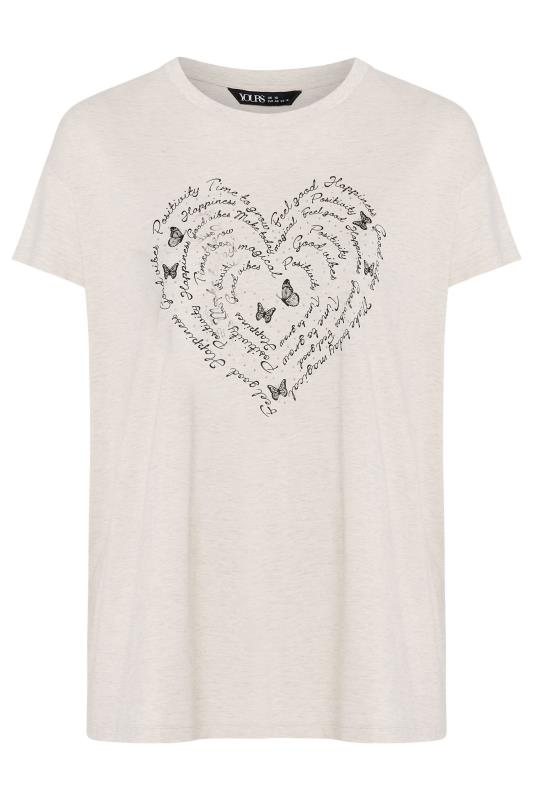 YOURS Plus Size Natural Brown Positivity Heart Print T-Shirt | Yours Clothing  5