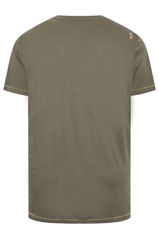 D555 Big & Tall Khaki Green Surfing Bear Print T-Shirt | BadRhino 4