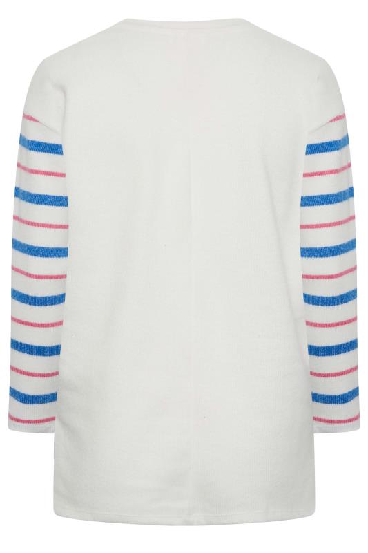 YOURS LUXURY Plus Size White & Pink Stripe Soft Touch Jumper | Yours Clothing 10