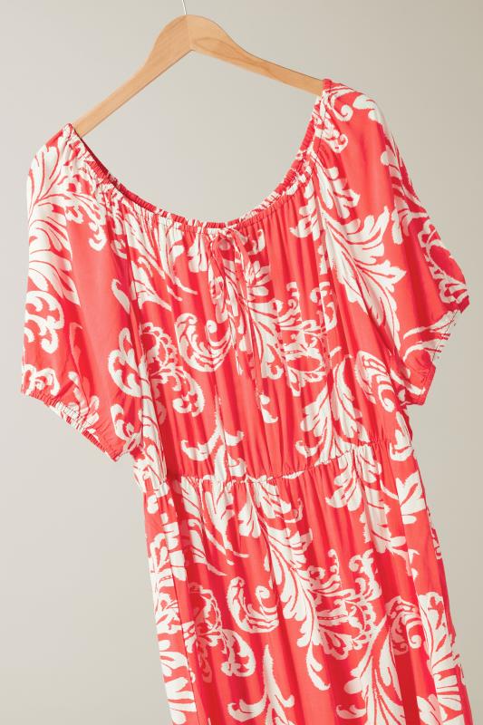 EVANS Plus Size Red Abstract Print Tiered Midi Dress | Evans  7