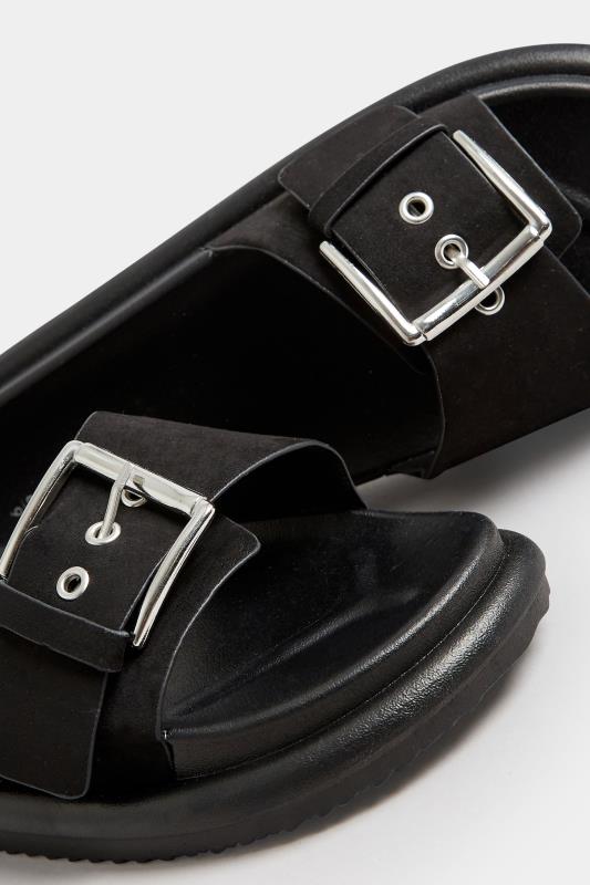 Black Buckle Strap Mule Sandals In Wide E Fit & Extra Wide EEE Fit | Yours Clothing 5