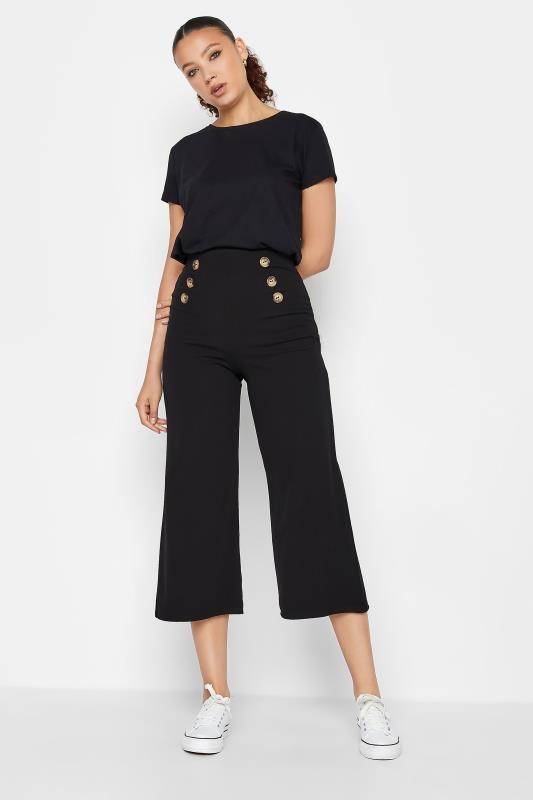 LTS Tall Black Button Cropped Trousers | Long Tall Sally 2
