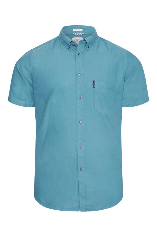 BEN SHERMAN Big & Tall Blue Short Sleeve Oxford Shirt_X.jpg