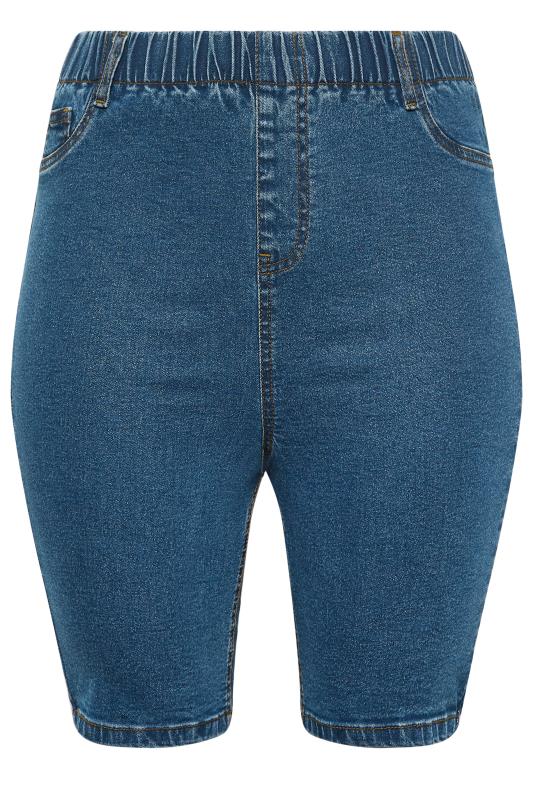 YOURS Plus Size Mid Blue Pull On Denim Cycling Shorts | Yours Clothing 4