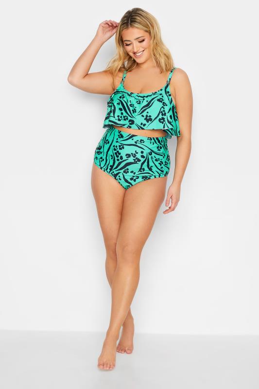 YOURS Curve Plus Size Turquoise Green Animal Print Bikini Top | Yours Clothing 4
