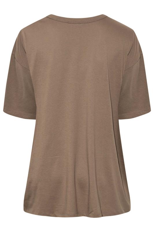 Plus Size Mocha Brown Oversized Boxy T-Shirt | Yours Clothing 7