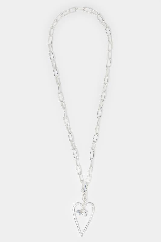 Silver Long Chain Heart Necklace  2