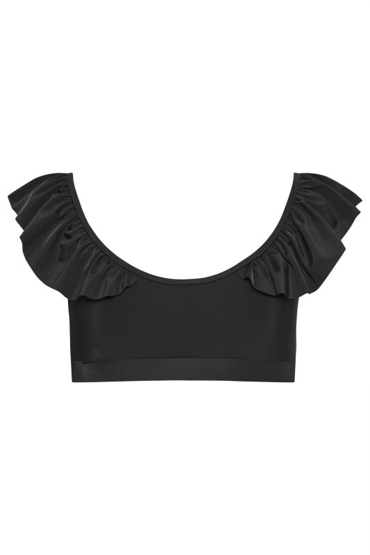 YOURS Plus Size Black Metal Trim Frill Bikini Top | Yours Clothing 8