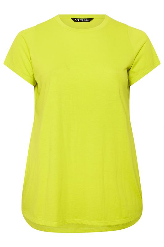 YOURS Plus Size Lime Green Core Basic T-Shirt | Yours Clothing 5
