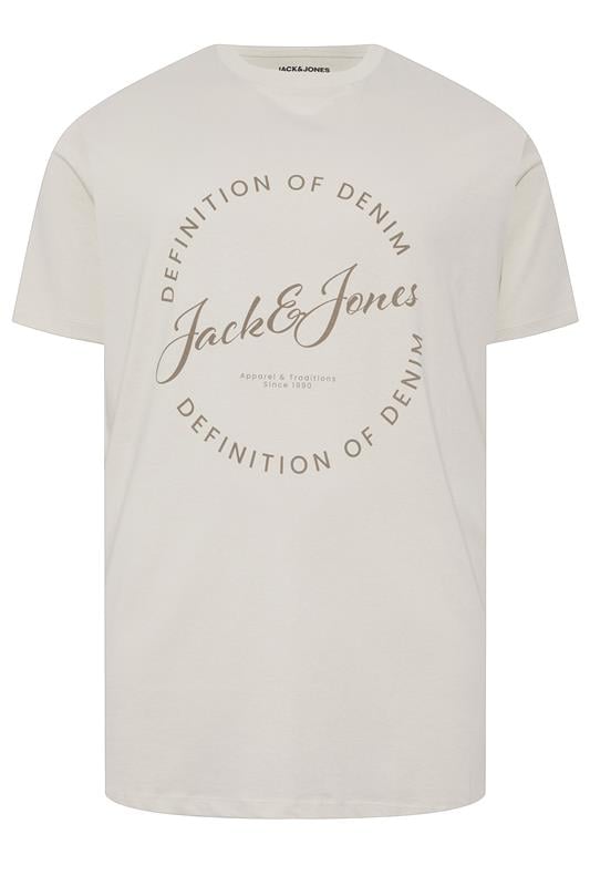 JACK & JONES Big & Tall 5 PACK Blue/Navy Blue/Green/Off-White/Black T-Shirts | BadRhino 8