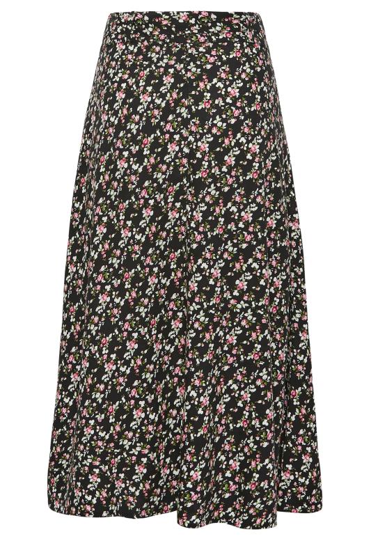 LTS Tall Women's Black Ditsy Print Belted Midi Skirt | Long Tall Sally 5