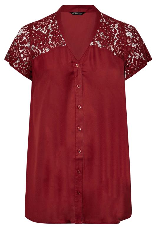 LIMITED COLLECTION Curve Wine Red Lace Insert Blouse 6