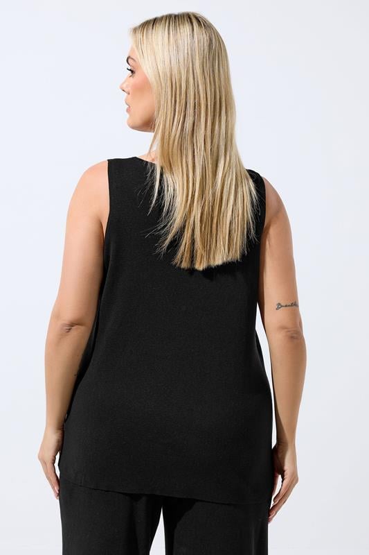 LIMITED COLLECTION Plus Size Black Knitted Waistcoat | Yours Clothing 4