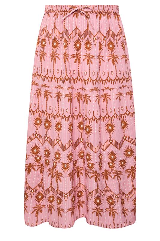 YOURS Plus Size Pink Palm Tree Printed Skirt | Yours Clothing 5