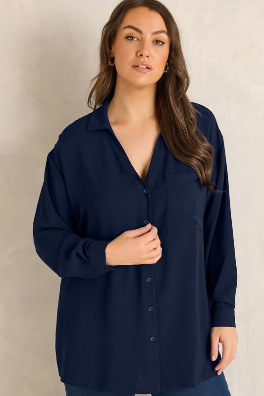  EVANS marineblauwe blouse met lange mouwen