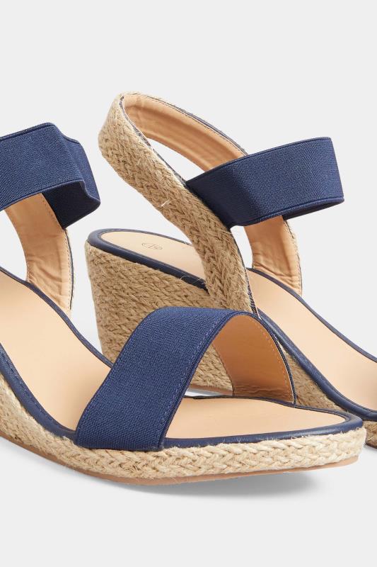 Navy Blue Espadrille Wedge Sandals In Extra Wide EEE Fit 5