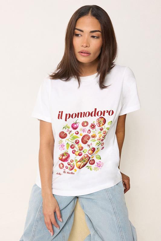PixieGirl Petite Women's White Tomato Cotton Graphic T-Shirt | PixieGirl 1