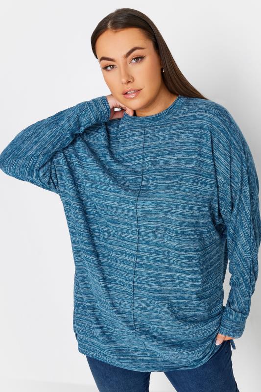  Grande Taille YOURS Curve Blue Front Seam Soft Touch Jumper