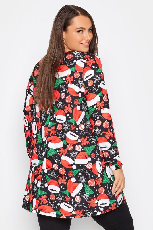 YOURS Plus Size Black Christmas Decoration Print Tunic Top | Yours Clothing 3