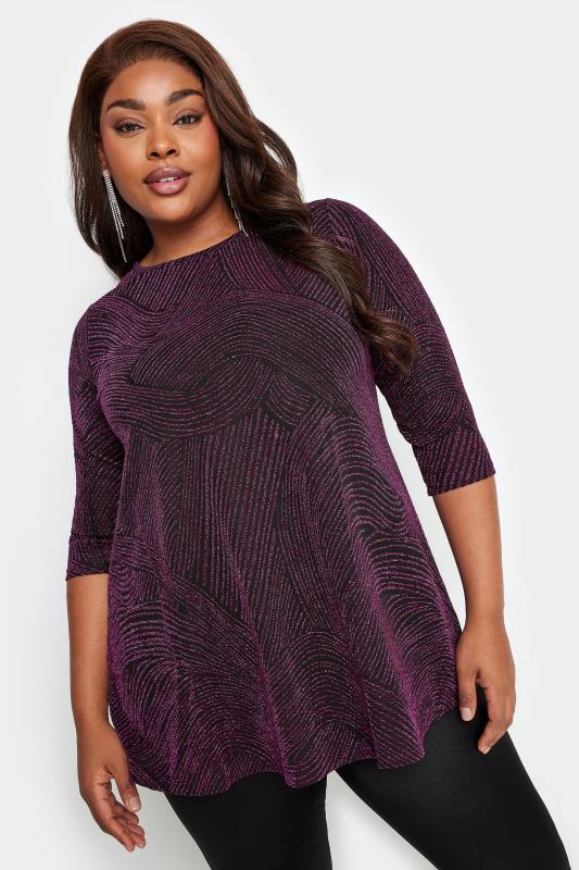 YOURS Plus Size Purple Swirl Print Swing Top | Yours Clothing 3