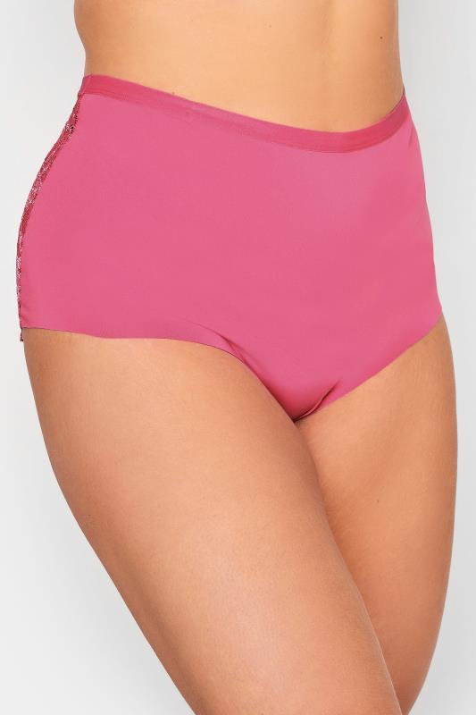 YOURS Curve Plus Size Hot Pink Lace Back Full Briefs | Yours Clothing  3