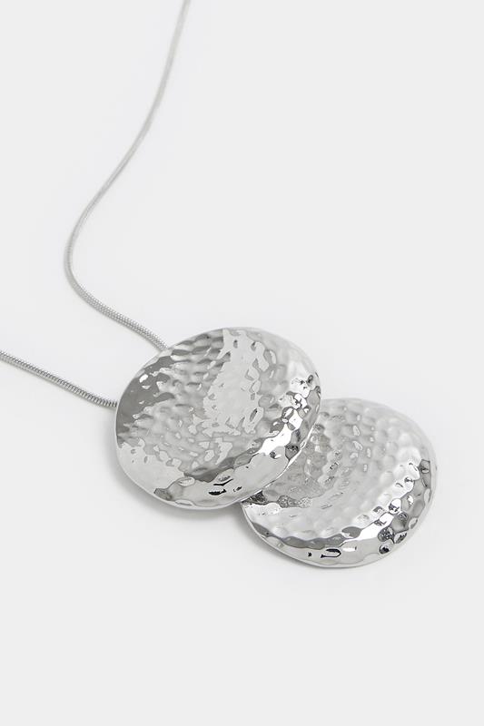 Silver Tone Long Double Circle Pendant Necklace | Yours Clothing 2