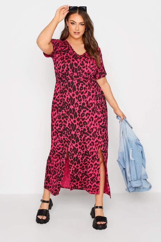 LIMITED COLLECTION Plus Size Pink Leopard Print Maxi Dress | Yours Clothing