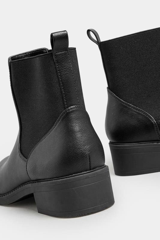 Black Faux Leather Elasticated Chelsea Boots In Wide E Fit & Extra Wide EEE Fit | Yours Clothing 4
