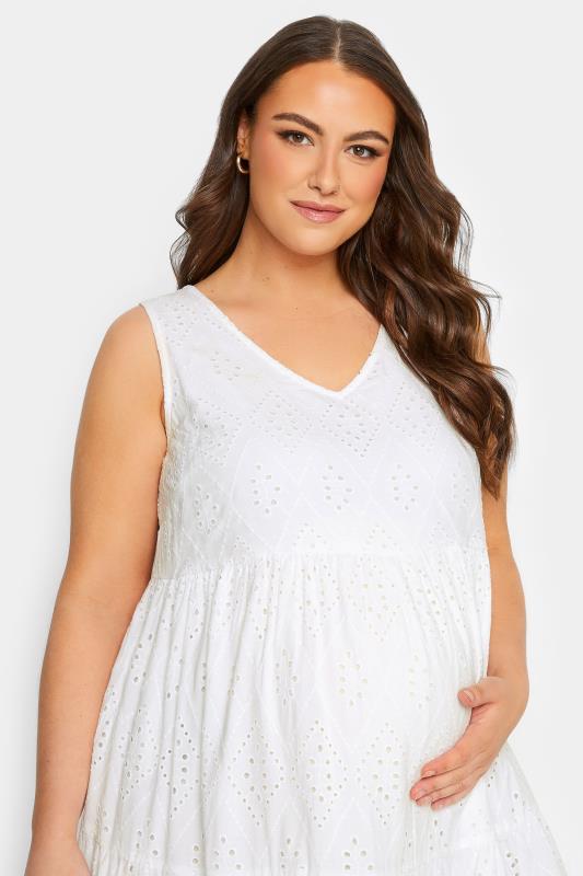 BUMP IT UP MATERNITY Plus Size White Tiered Midi Dress | Yours Clothing  5