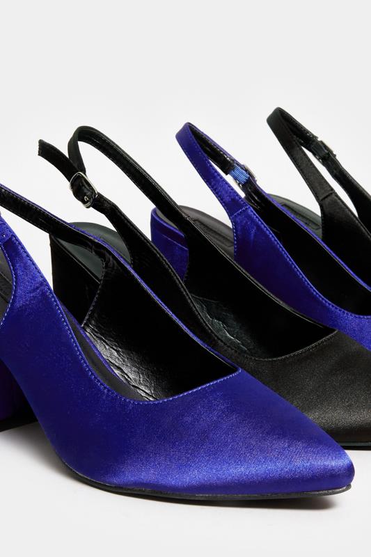 LIMITED COLLECTION Cobalt Blue Pointed Block Heel Court Shoes In Wide E Fit & Extra Wide EEE Fit 5
