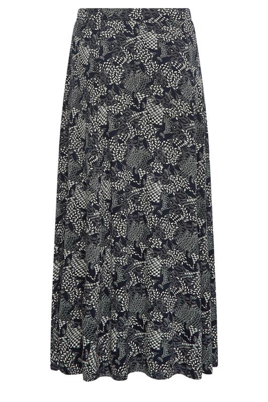 YOURS Plus Size Navy Blue Mixed Print Maxi Skirt | Yours Clothing 5