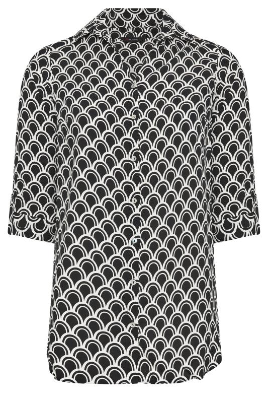 YOURS Plus Size Black Geometric Print Button Through Shirt | Yours Clothing 5