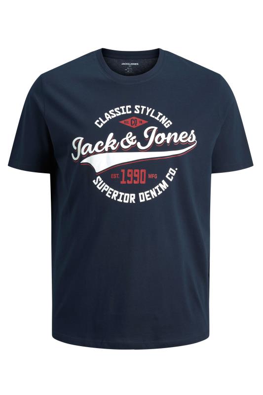 JACK & JONES Big & Tall Blue Logo Crew Neck T-Shirt 3