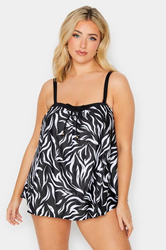 YOURS Plus Size Black Animal Print Tankini Top | Yours Clothing  1