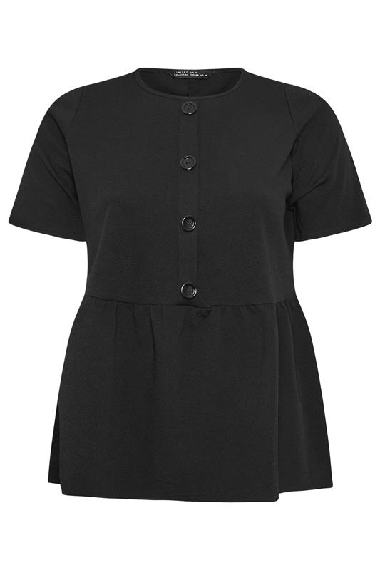 LIMITED COLLECTION Plus Size Black Peplum Top | Yours Clothing 5