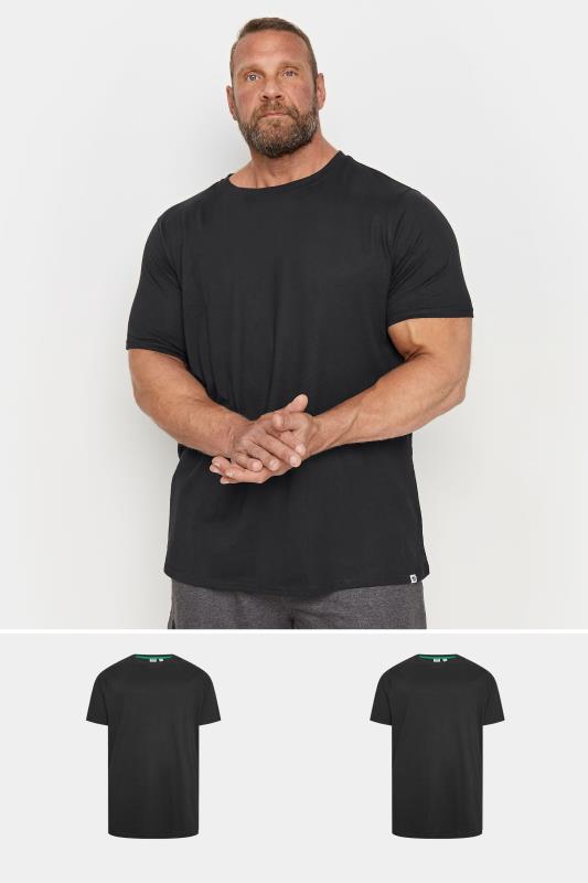  Grande Taille D555 2 PACK Black Crew Neck T-Shirts