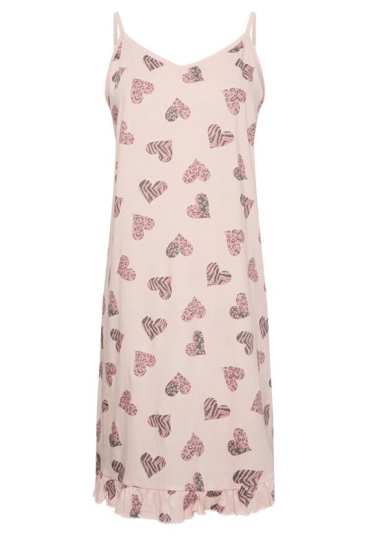 YOURS Plus Size Pink Heart Print Chemise Nightdress | Yours Clothing 6